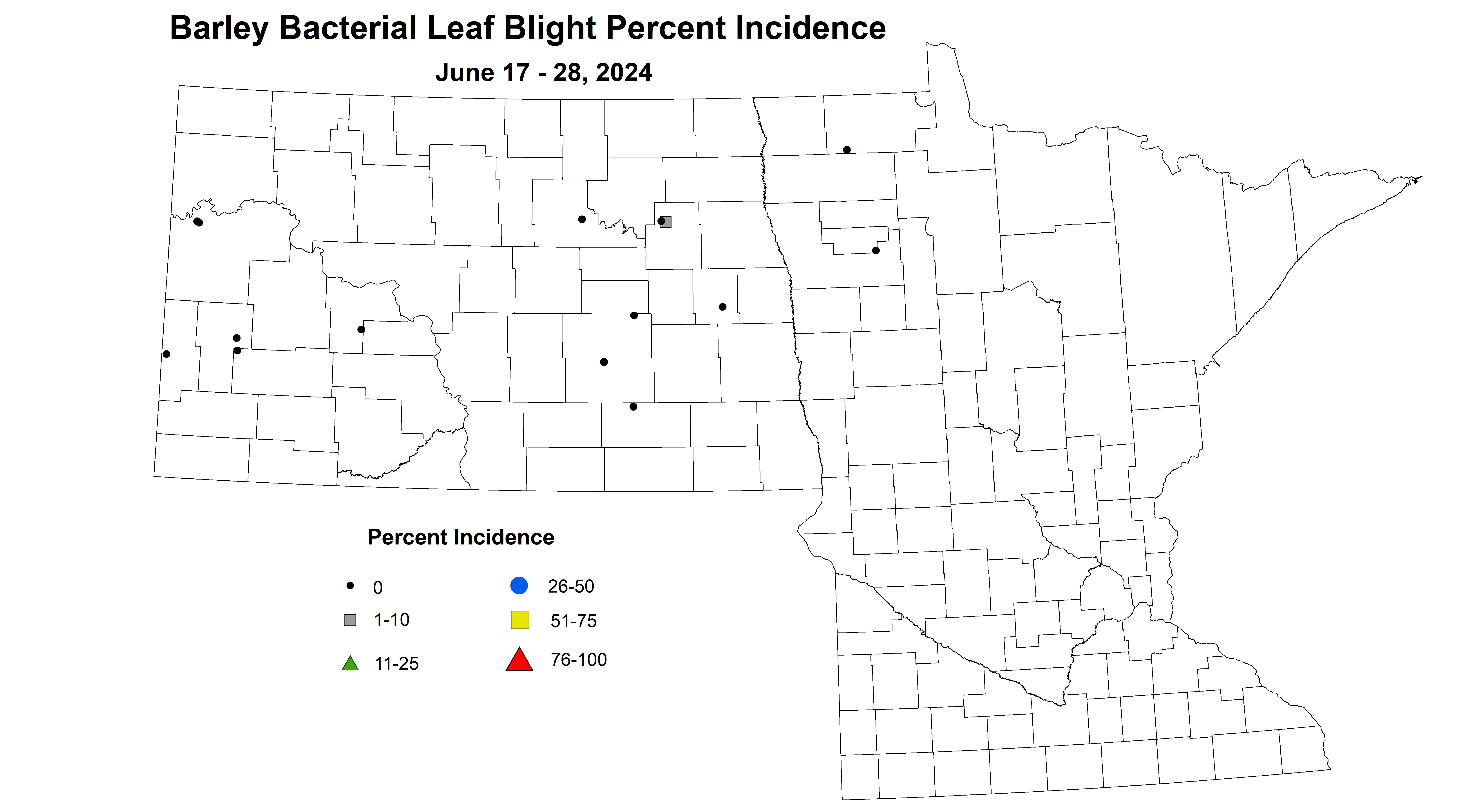 barley bacterial leaf blight incidence June 17-28 2024