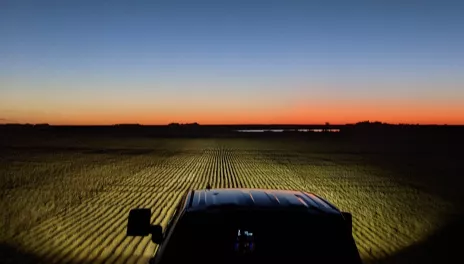 Sunset on a harvested field.