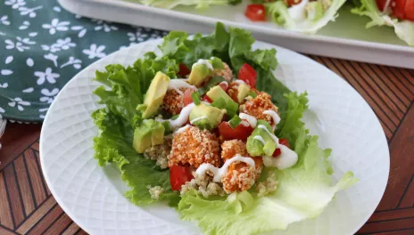 buffalo chicken lettuce wrap on a plate