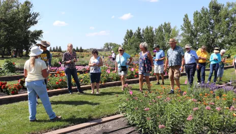 People on a tour of NDSU Demonstration Gardens