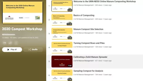 Screenshot of NDSU Extension YouTube channel