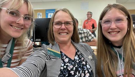 three women taking a selfie