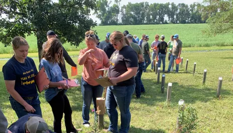 College students taking weed identification quiz