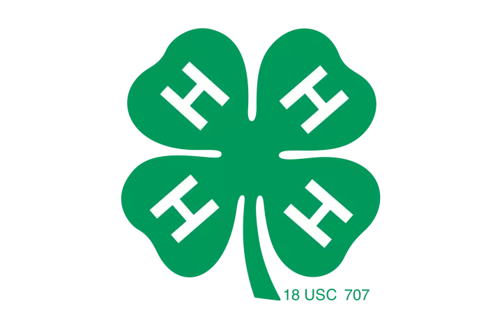 The 4-H logo, a green, four-leaf clover with a white, uppercase H in each leaf