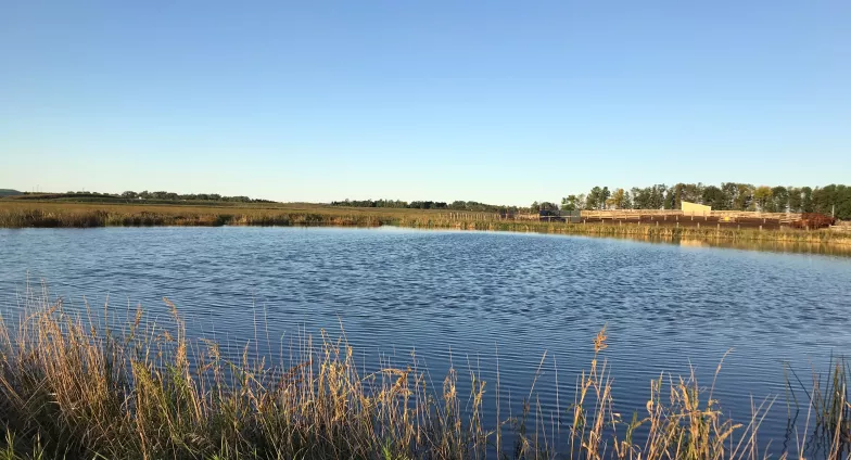 Inspecting dirty water containment ponds like this one daily is