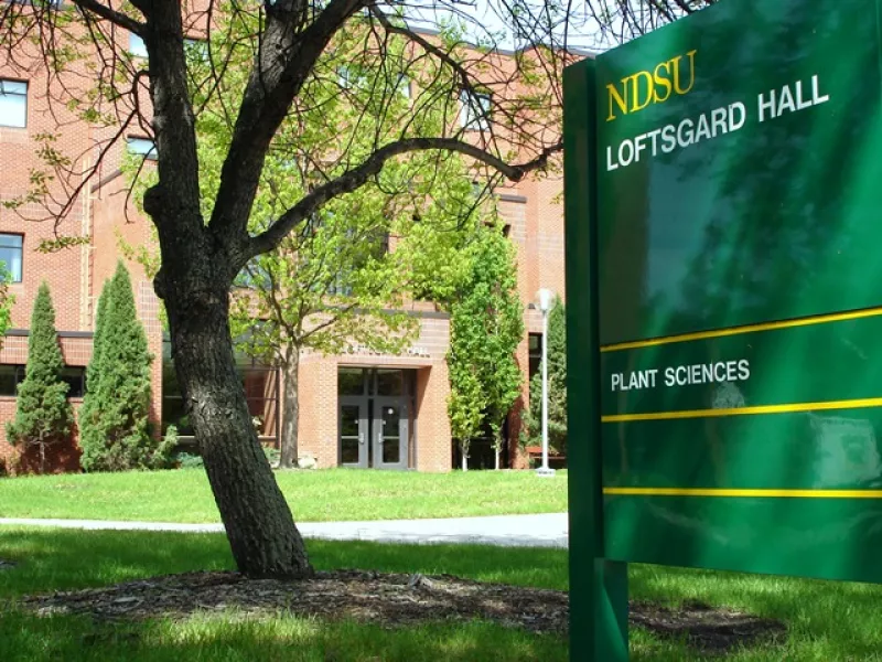 Loftsgard Hall sign on NDSU campus