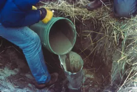 pouring into abandoned well