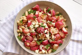 roasted raddish and white bean salad