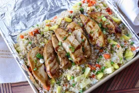 Teriyaki chicken and pineapple fried rice