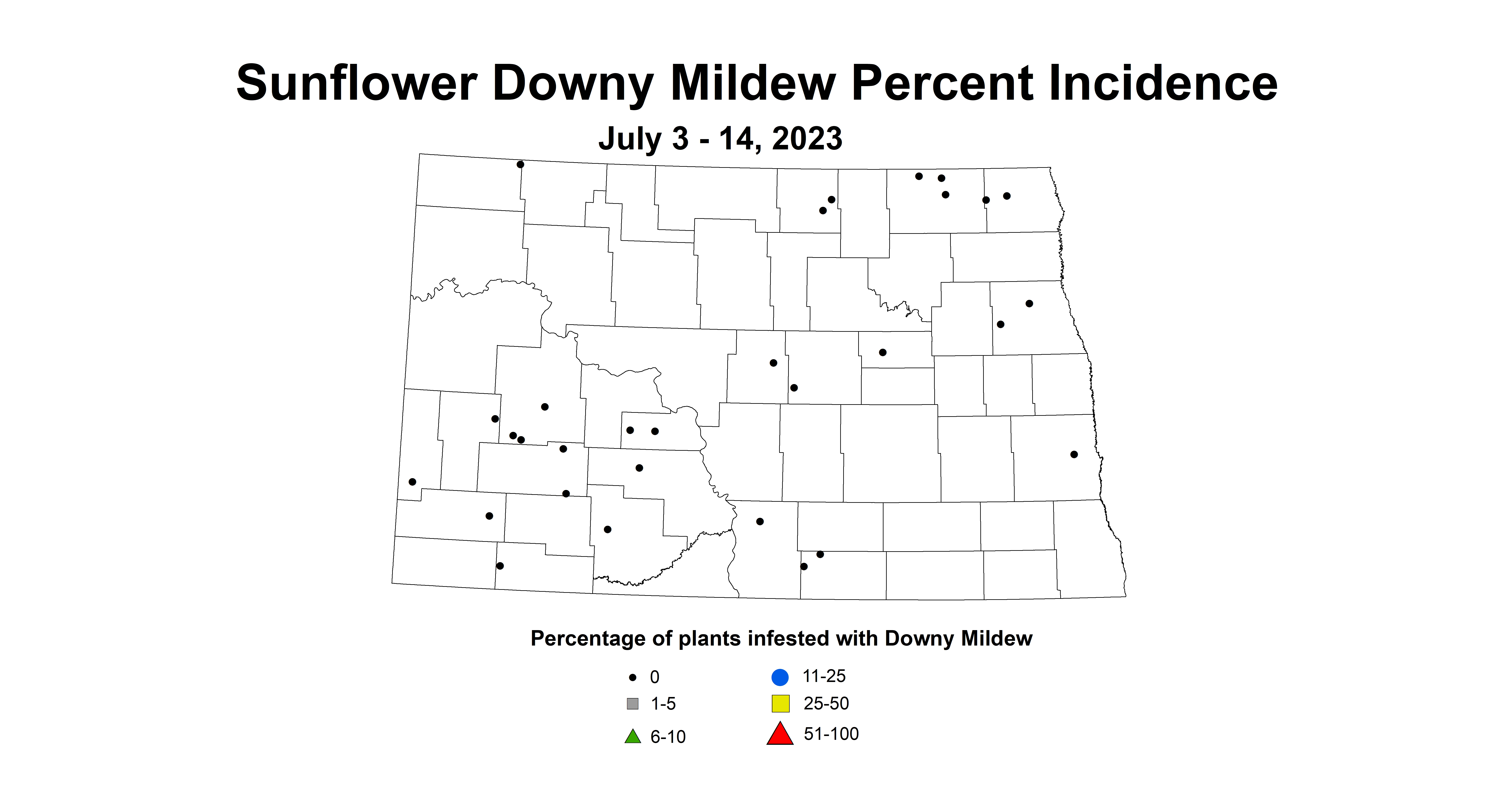 sunflower downy mildew incidence July 3-14 2023