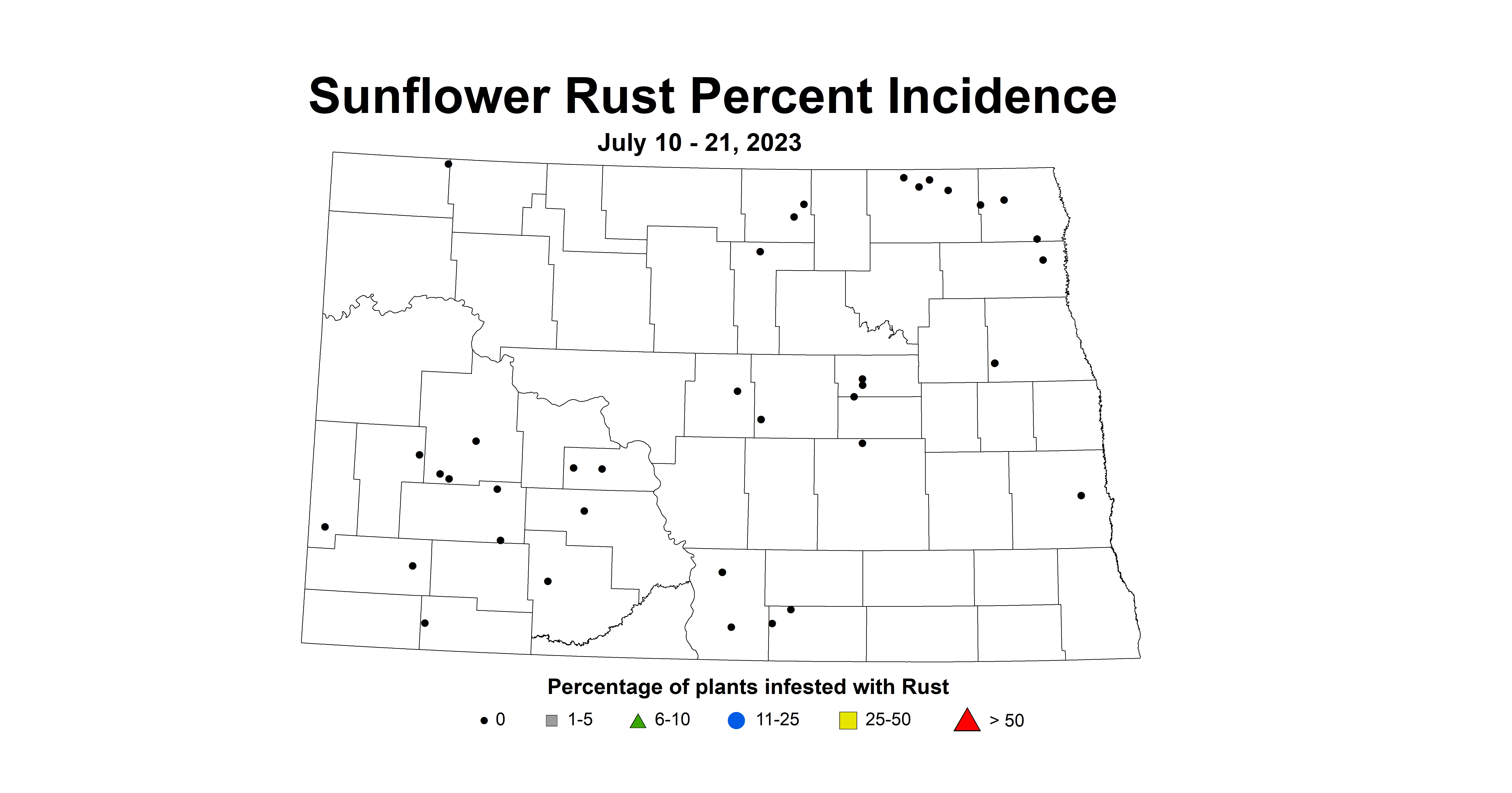 sunflower rust incidence July 10-21 2023
