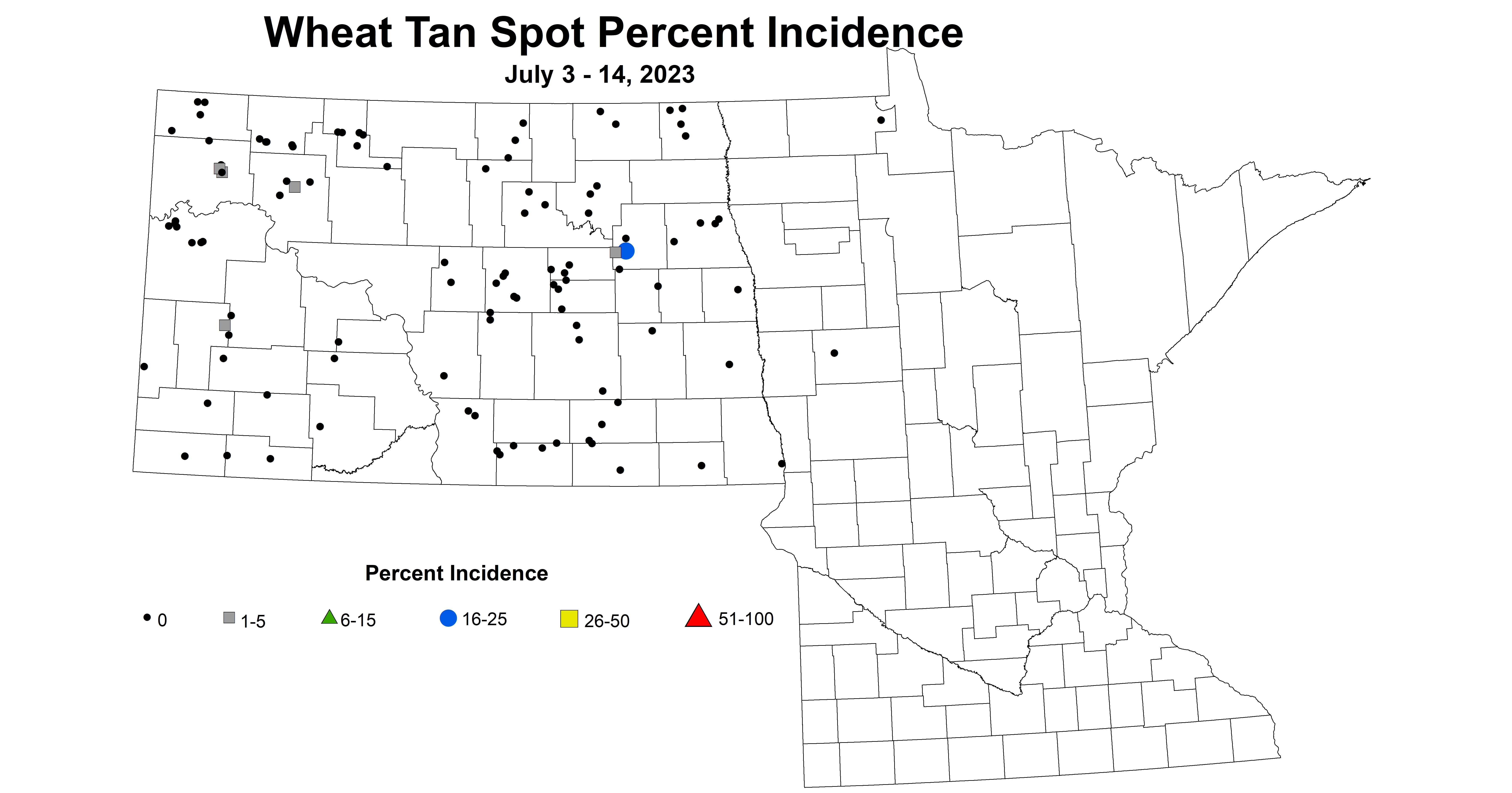 wheat tan spot incidence July 3-14 2023
