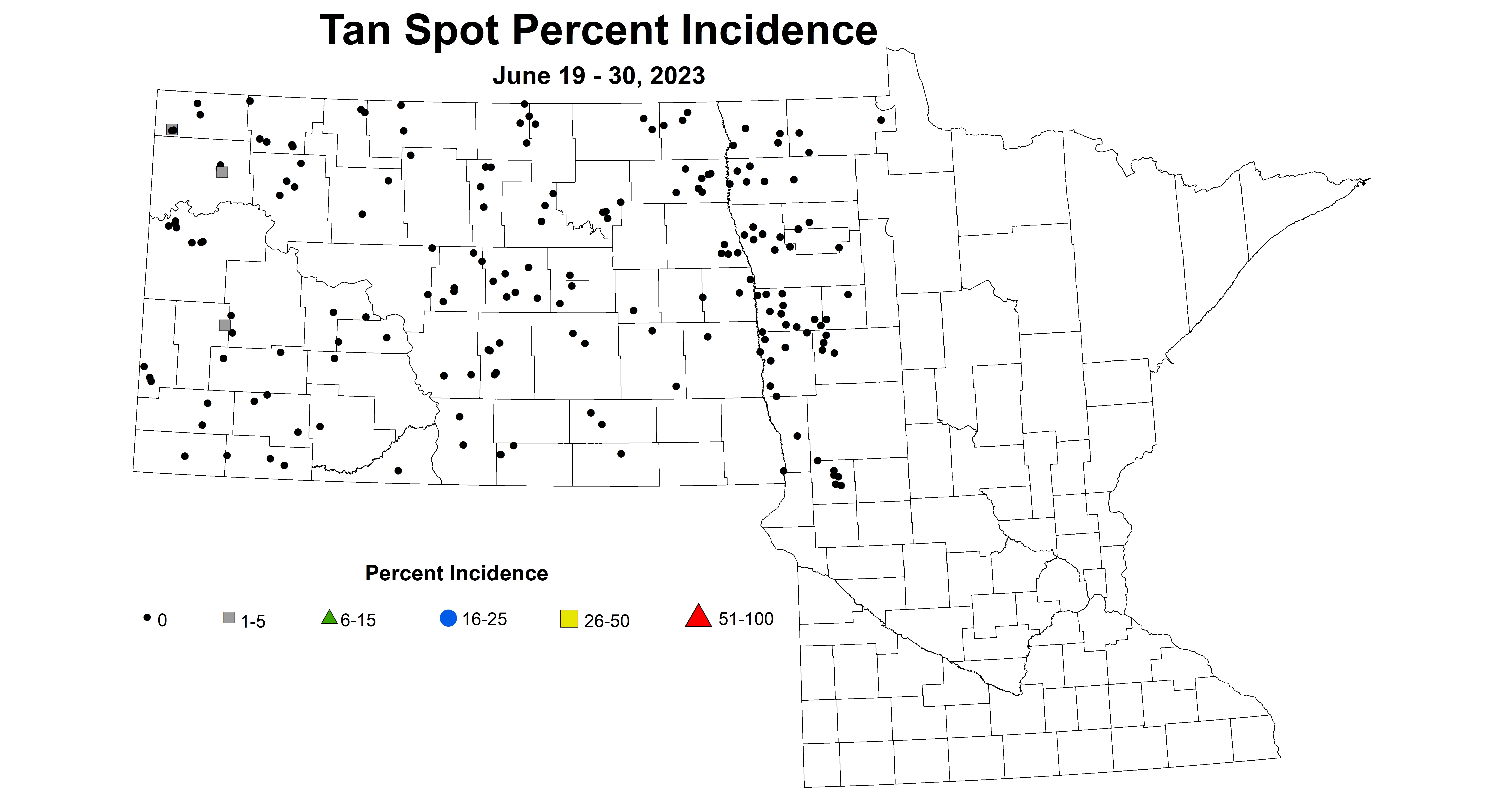 wheat tan spot incidence June 19-30 2023