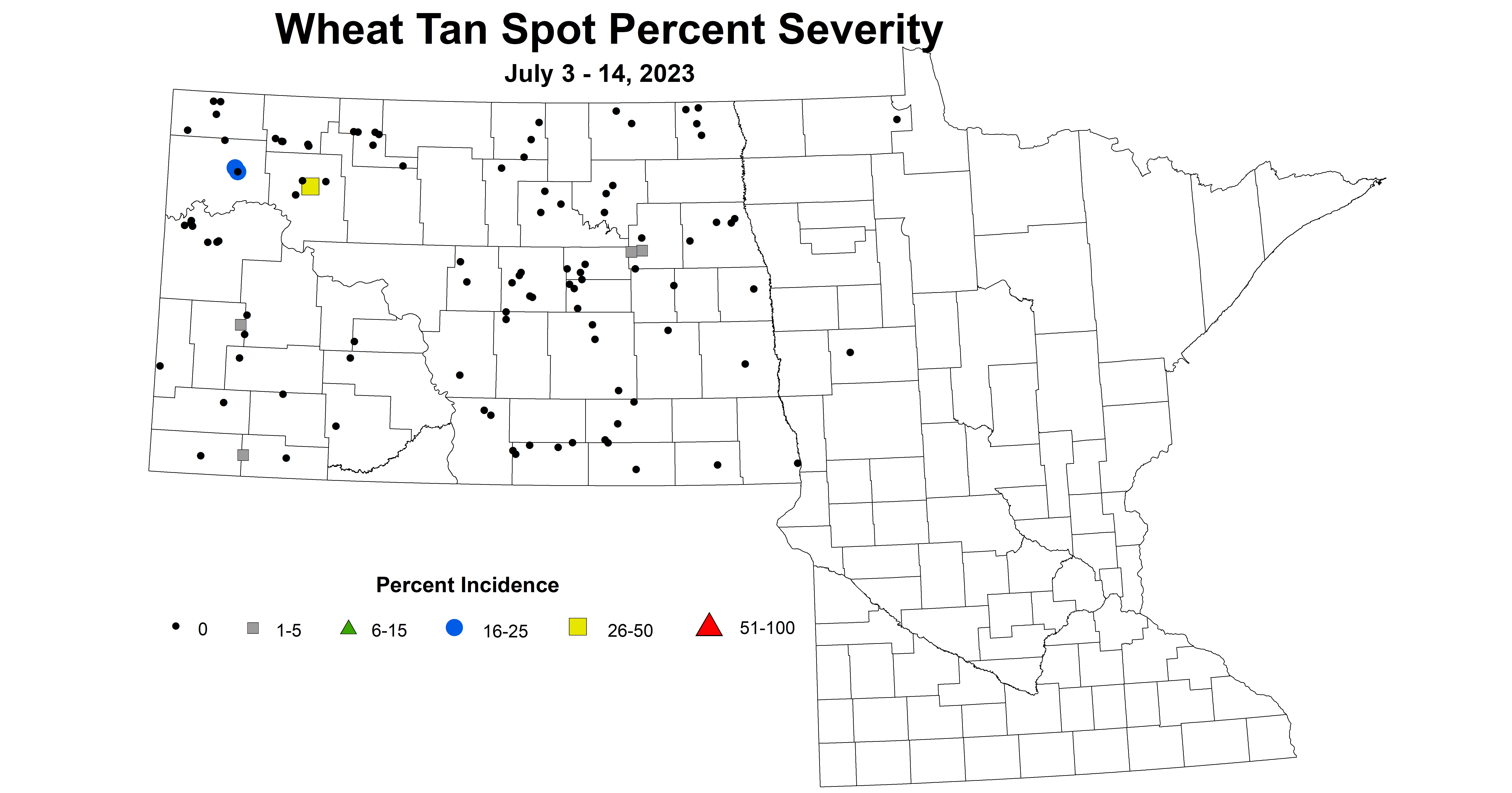 wheat tan spot severity July 3-14 2023