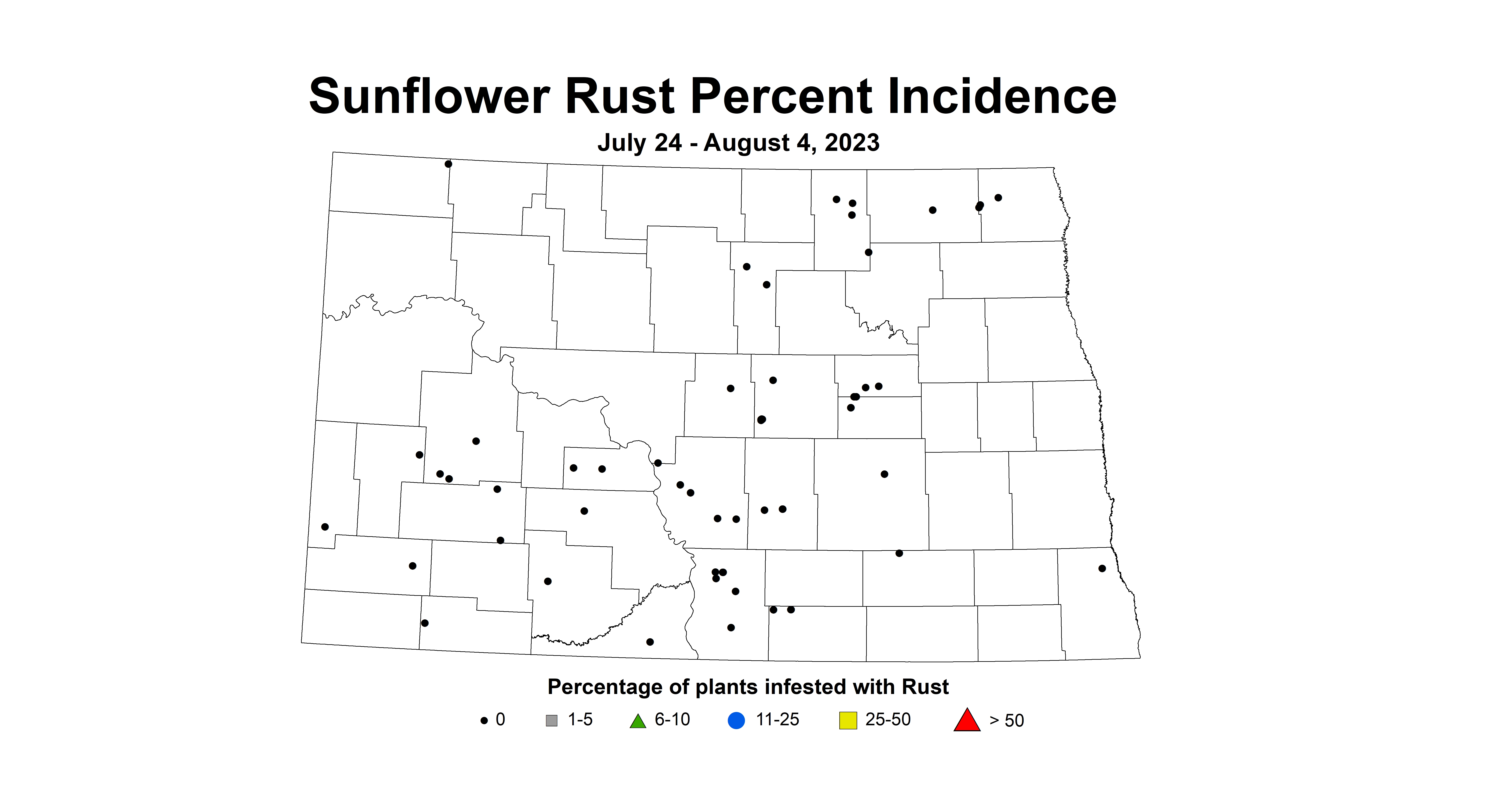 sunflower rust incidence 7.24-8.4 2023