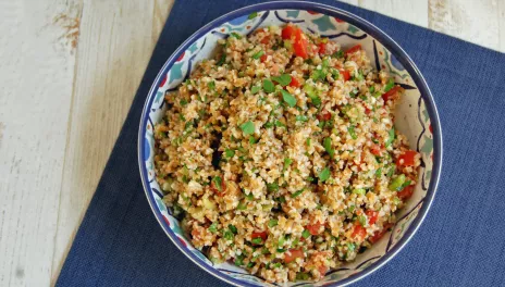 Lemon-Mint Tabbouleh, prepared and served in a bowl