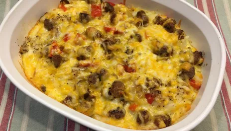 Sausage, Potatoes and Cheese Breakfast Bake