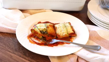 plate of 2 zucchini rollups