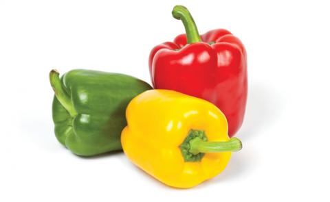 red, green and yellow bell peppers